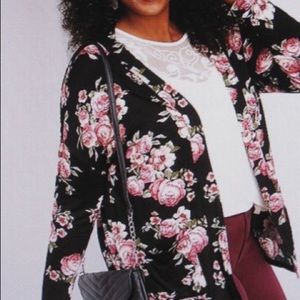Maurice’s light weigh black floral cardigan